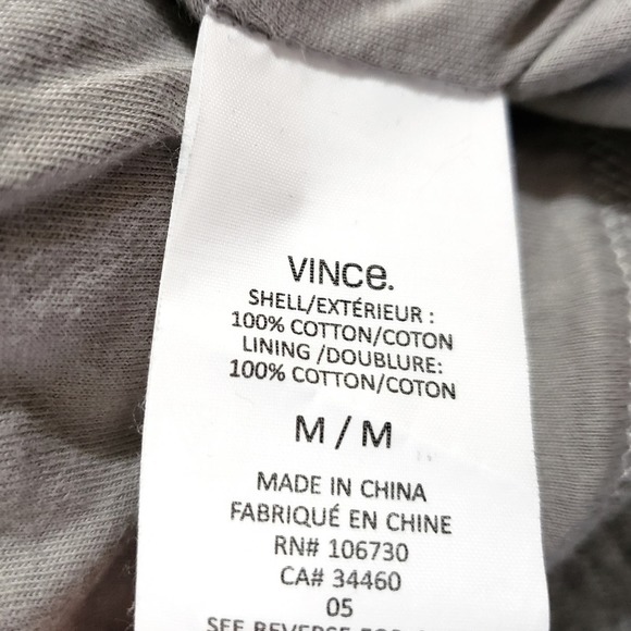 Vince. Raglan Heather Gray Full Zip Track Jacket Size Medium Men's - Picture 8 of 8